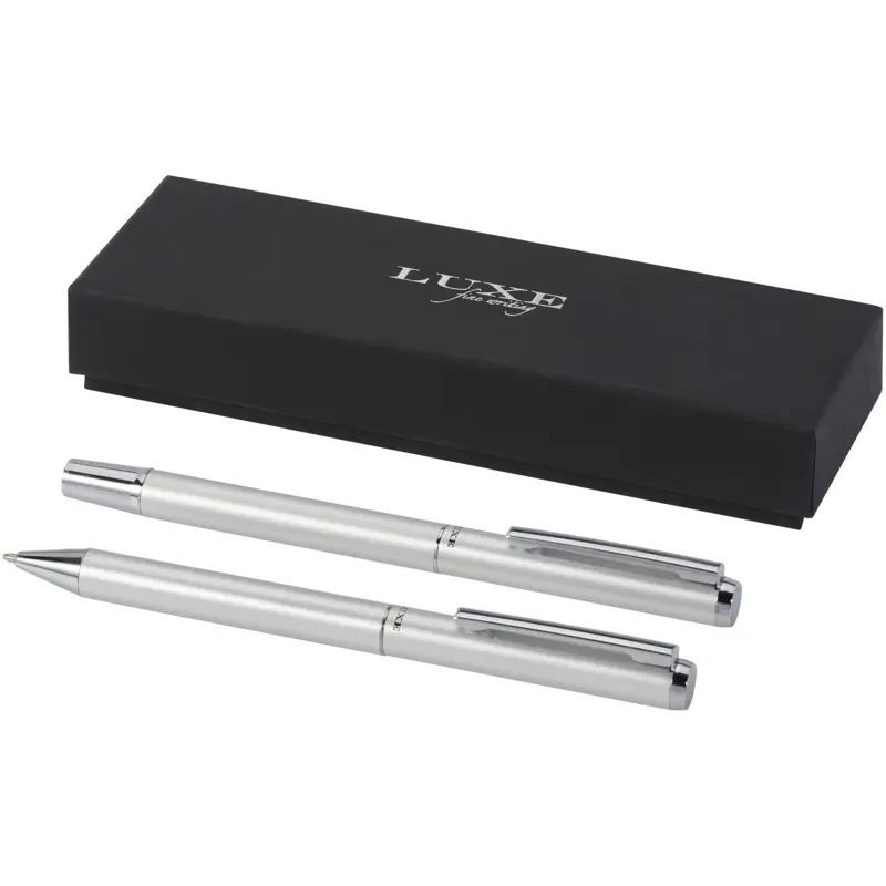 Lucetto presentförpackning med kulspetspenna och rollerballpenna i återvunnen aluminium