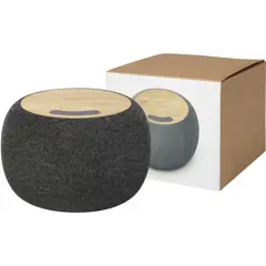 Bild på Ecofiber Bluetooth®-högtalare och trådlös laddningsplatta i bambu/RPET