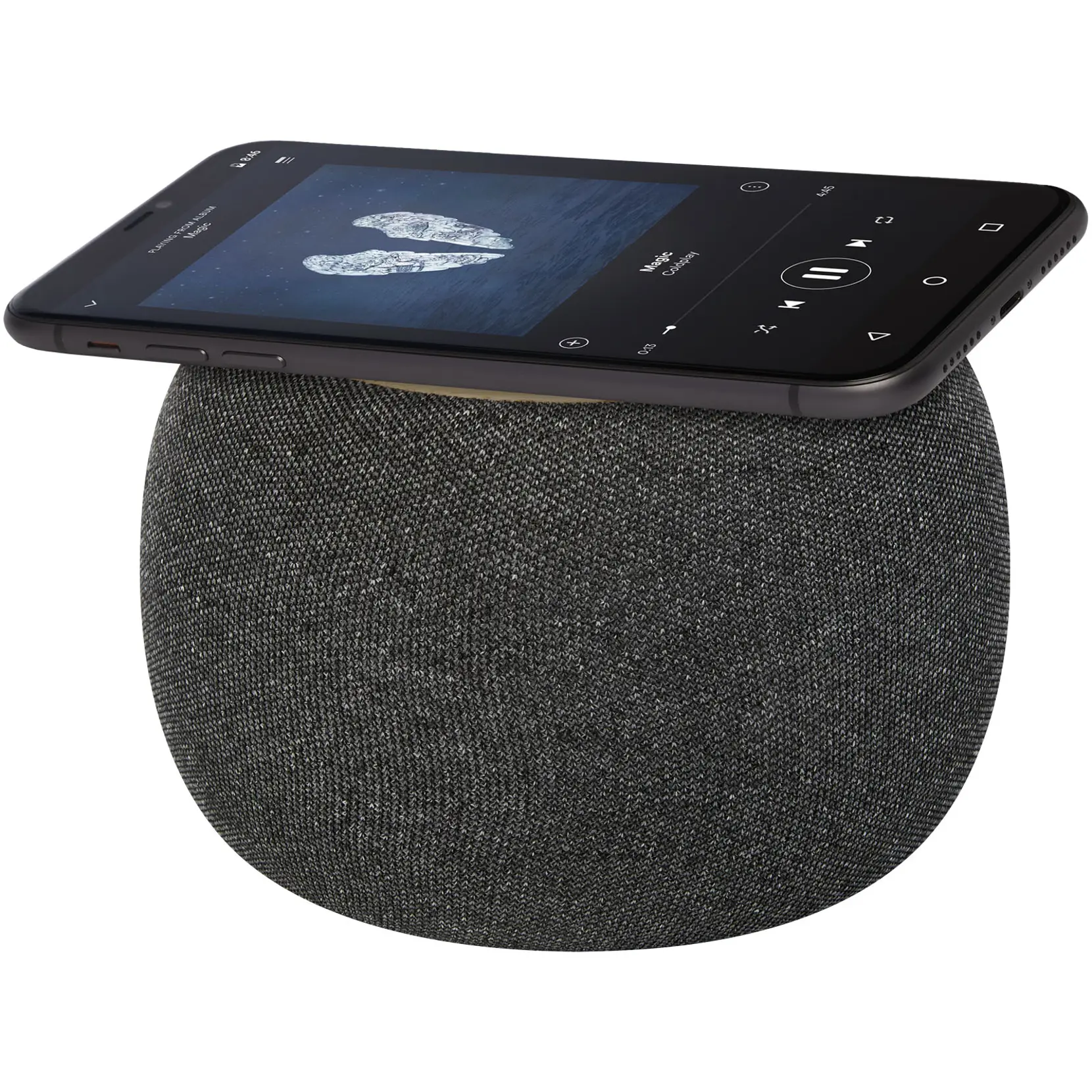 Bild på Ecofiber Bluetooth®-högtalare och trådlös laddningsplatta i bambu/RPET