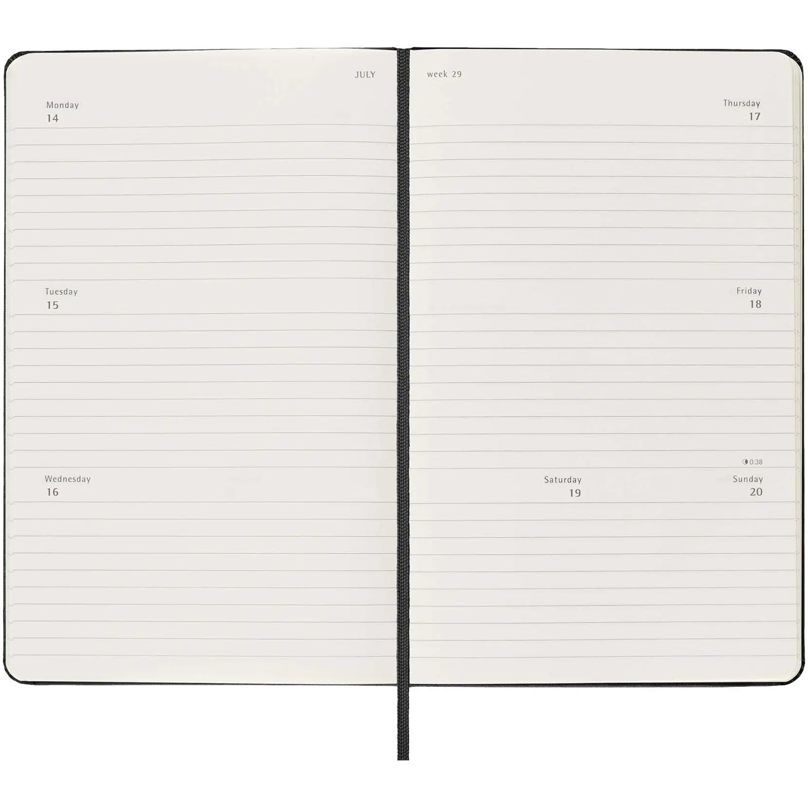 Bild på Moleskine inbunden 12-månaders L horisontell veckoplanerare