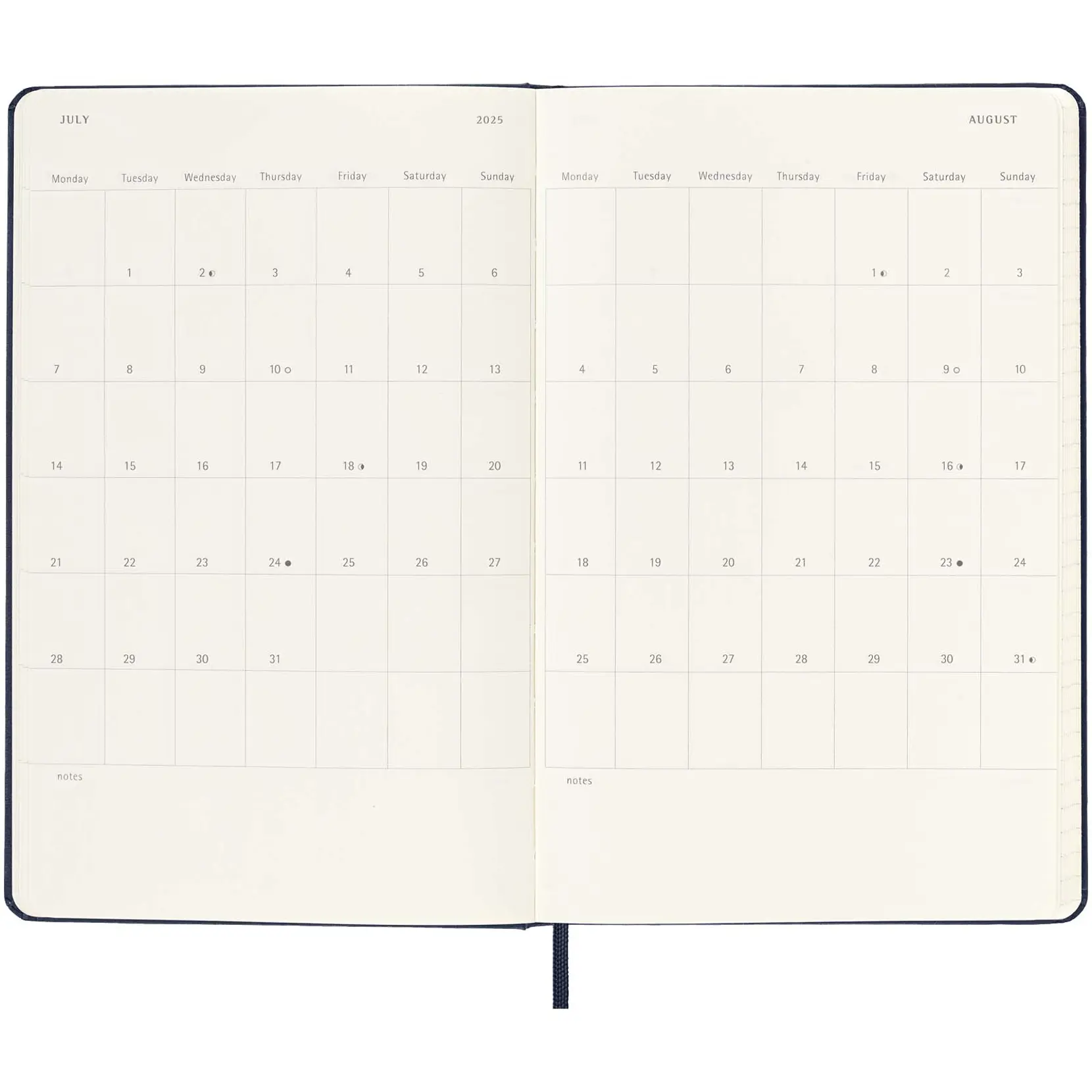 Bild på Moleskine inbunden 12-månaders L horisontell veckoplanerare