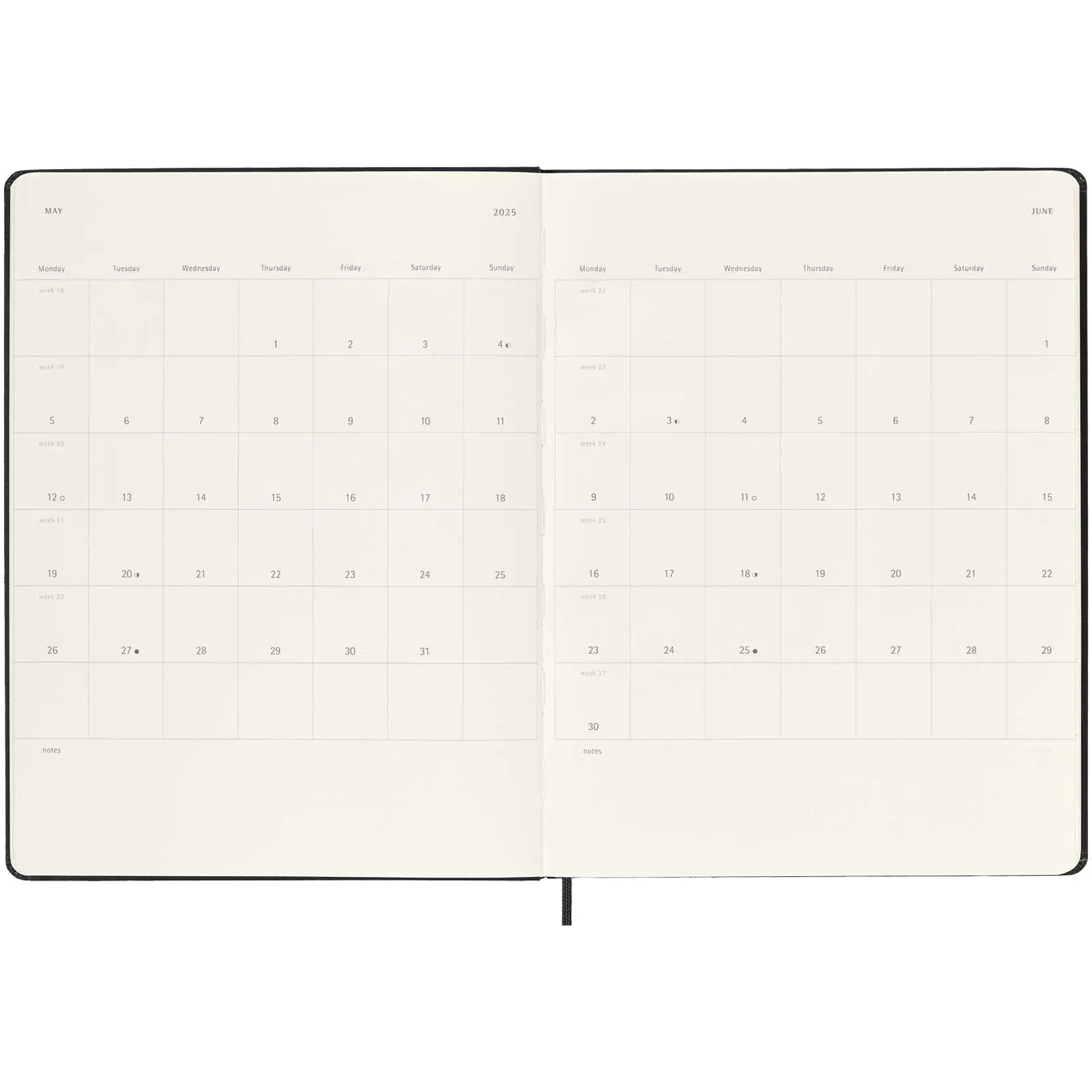 Bild på Moleskine inbunden 12-månaders veckoplanerare XL