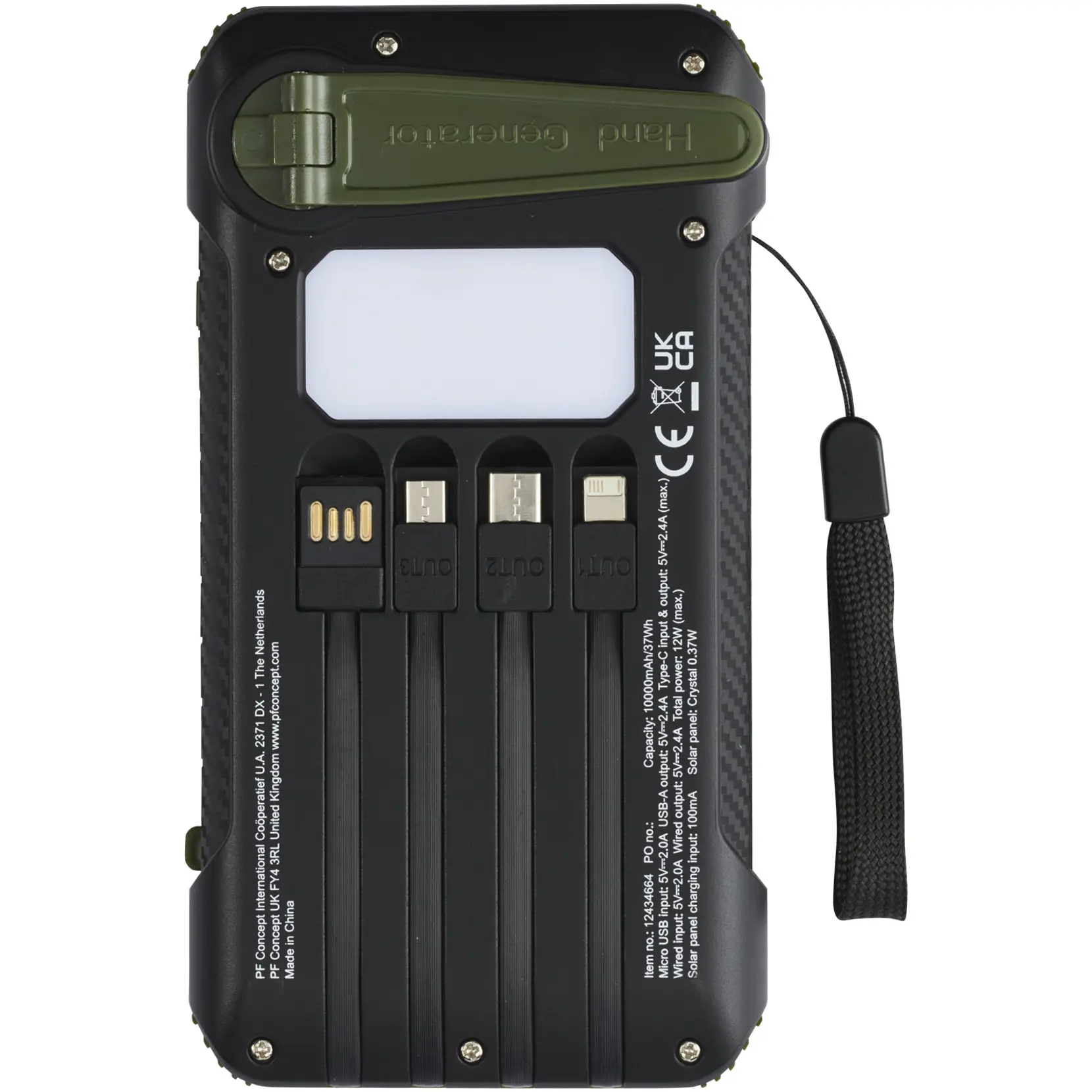 Bild på Soldy 10 000 mAh powerbank med soldynamo av RCS-återvunnen plast