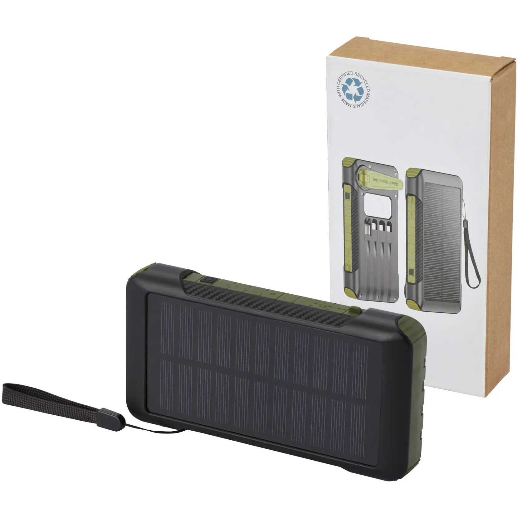 Bild på Soldy 10 000 mAh powerbank med soldynamo av RCS-återvunnen plast