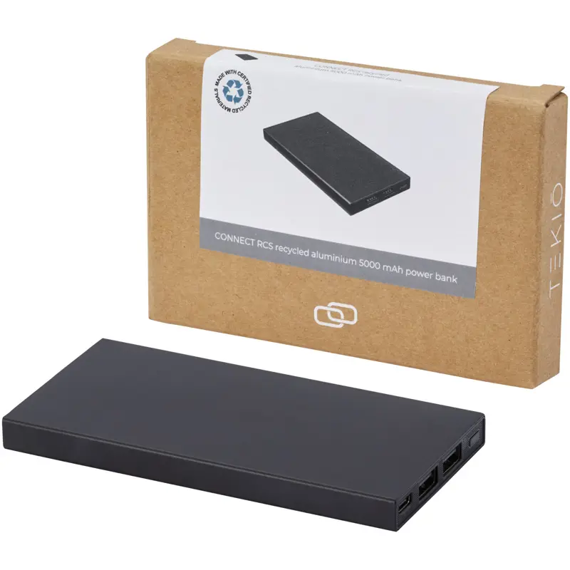 Connect 5 000 mAh powerbank av RCS-återvunnen aluminium 
