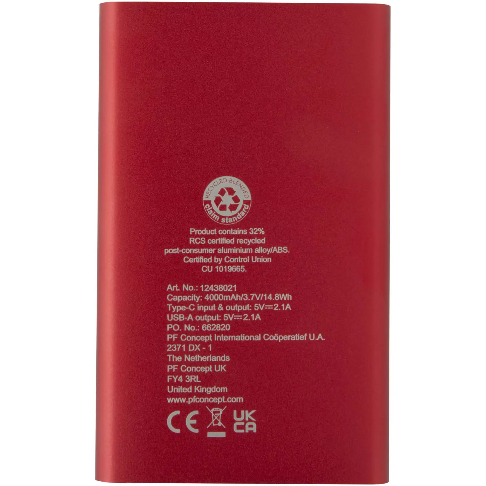 Bild på Pep 4 000 mAh Type C-powerbank av återvunnen aluminium 