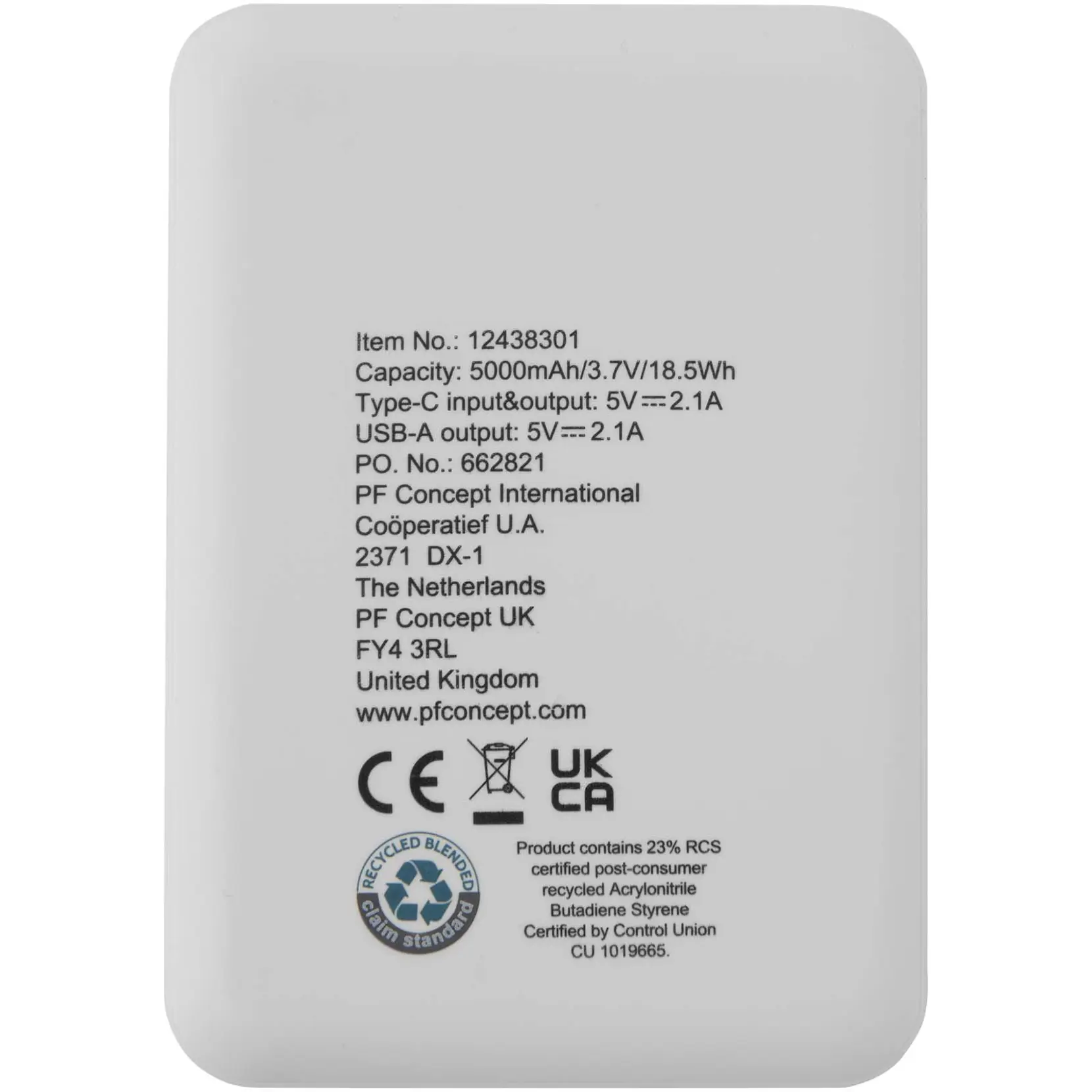 Bild på Asama 5 000 mAh Type C-powerbank i återvunnen plast