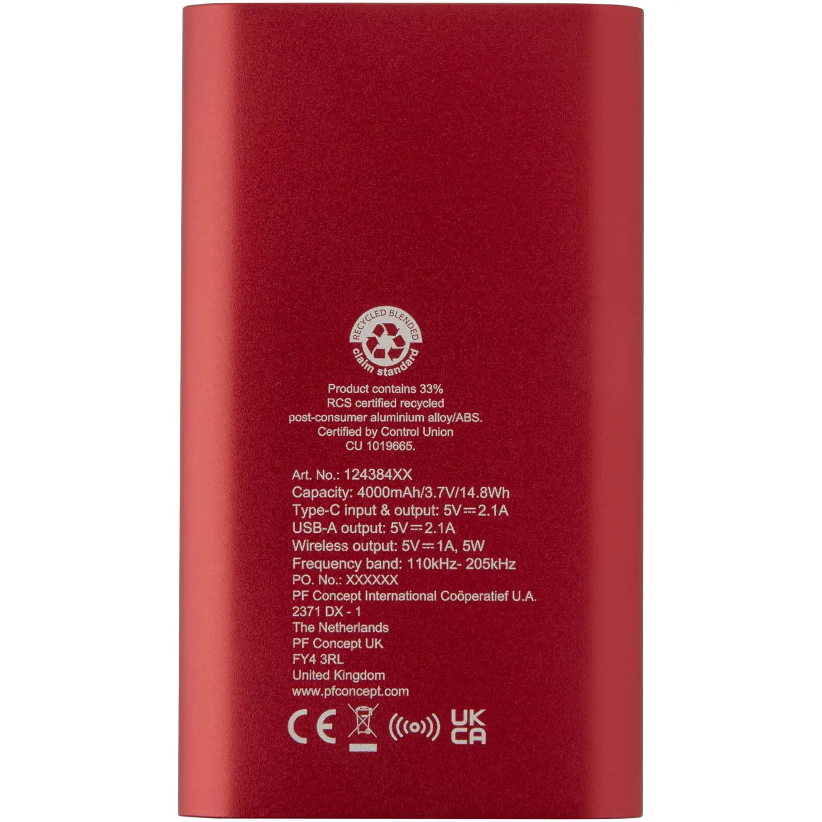 Bild på Juice trådlös 4 000 mAh Type C-powerbank i återvunnen aluminium 