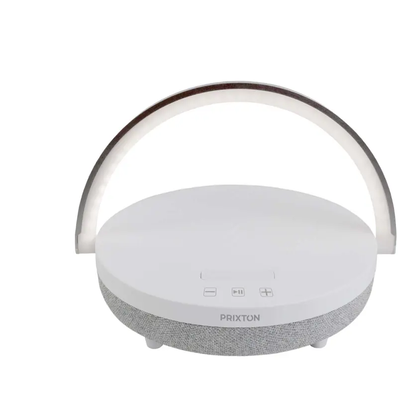 Prixton 4-i-1 Bluetooth®-högtalare på 10 W med LED-lampa och trådlös laddningsbas