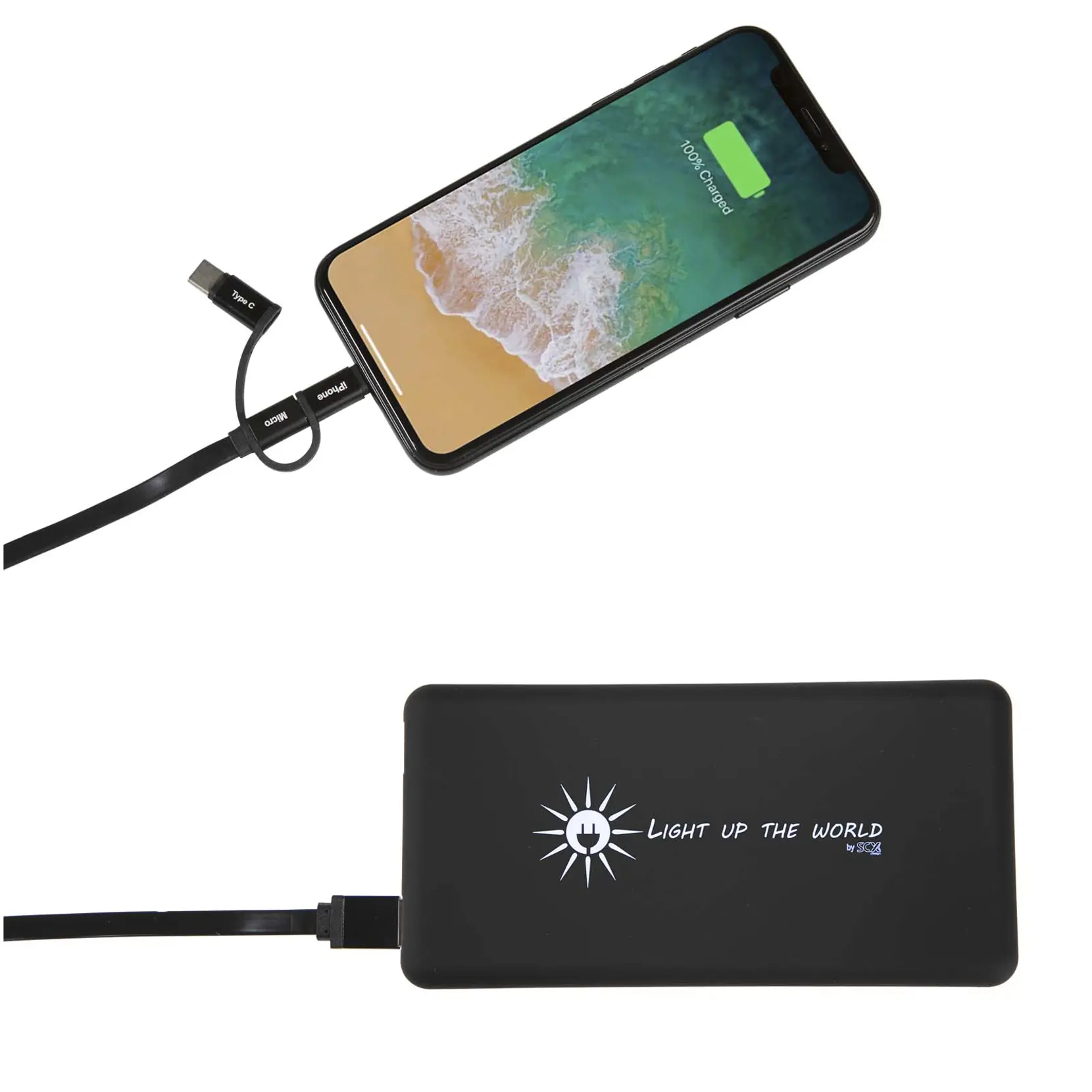 Bild på SCX.design P30 light-up 8000 mAh soldriven powerbank