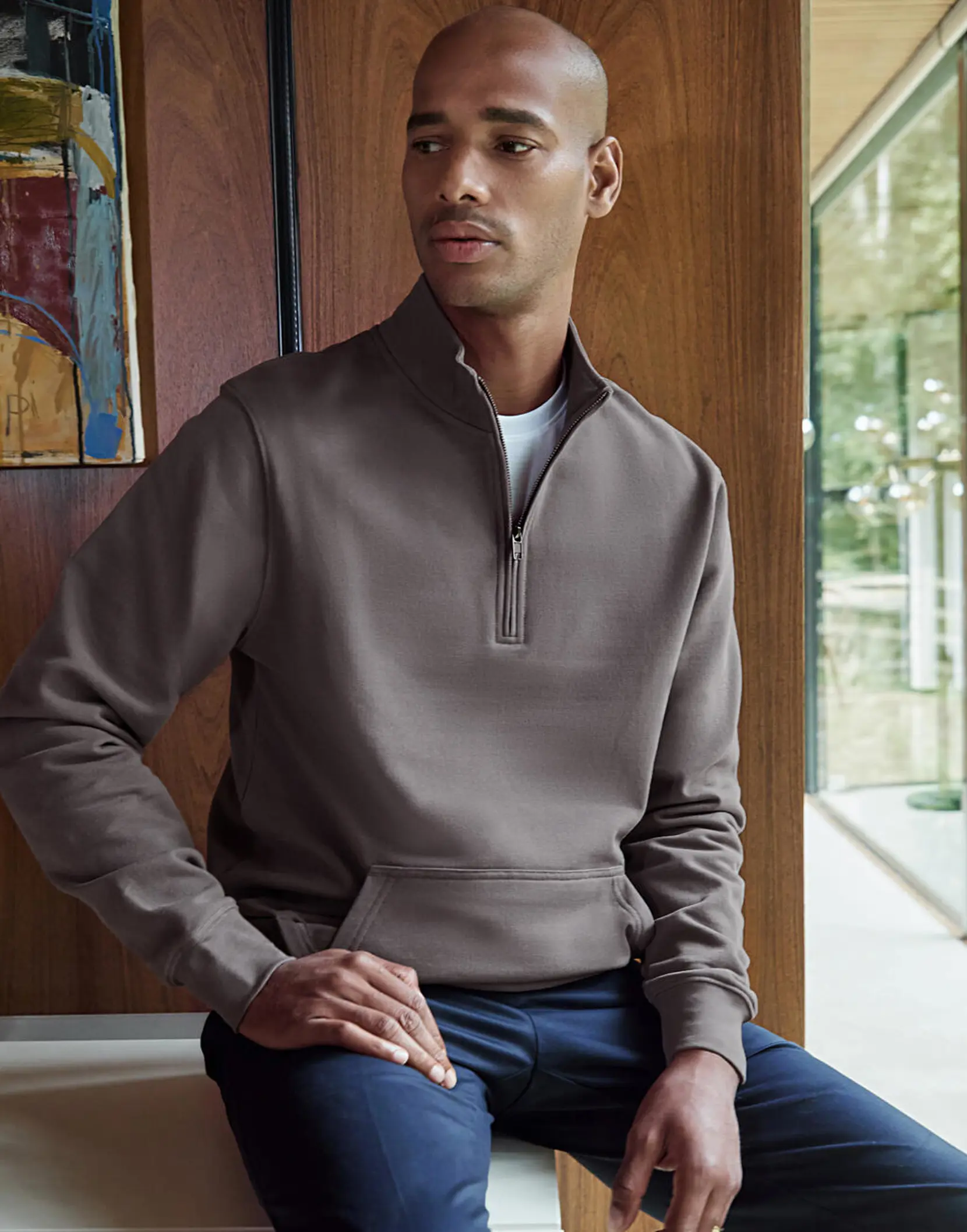 Bild på 1/4 Zip Pique Sweatshirt