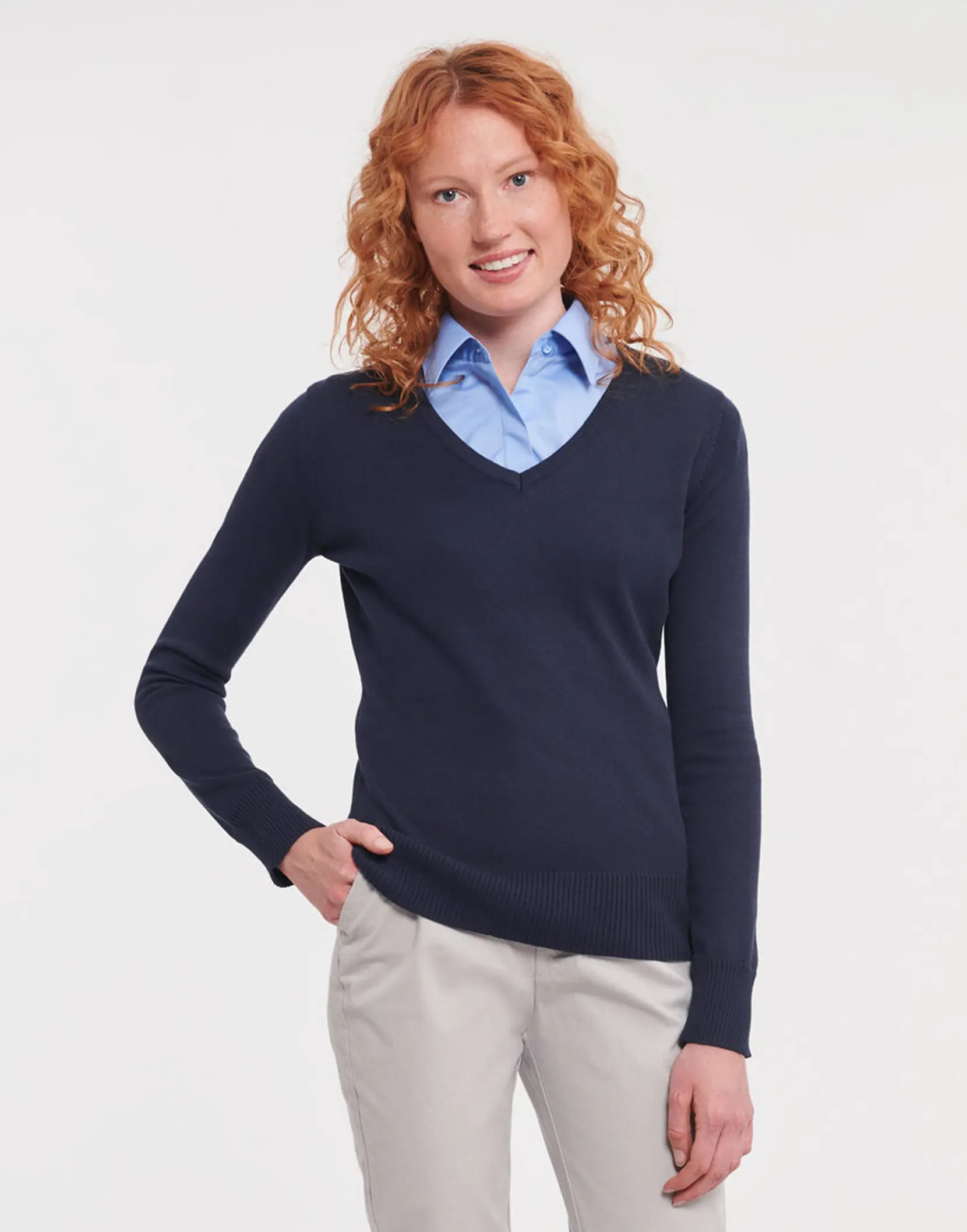 Bild på Ladies V-Neck Knitted Pullover