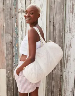 Bild på Striped Organic Cotton Barrel Bag