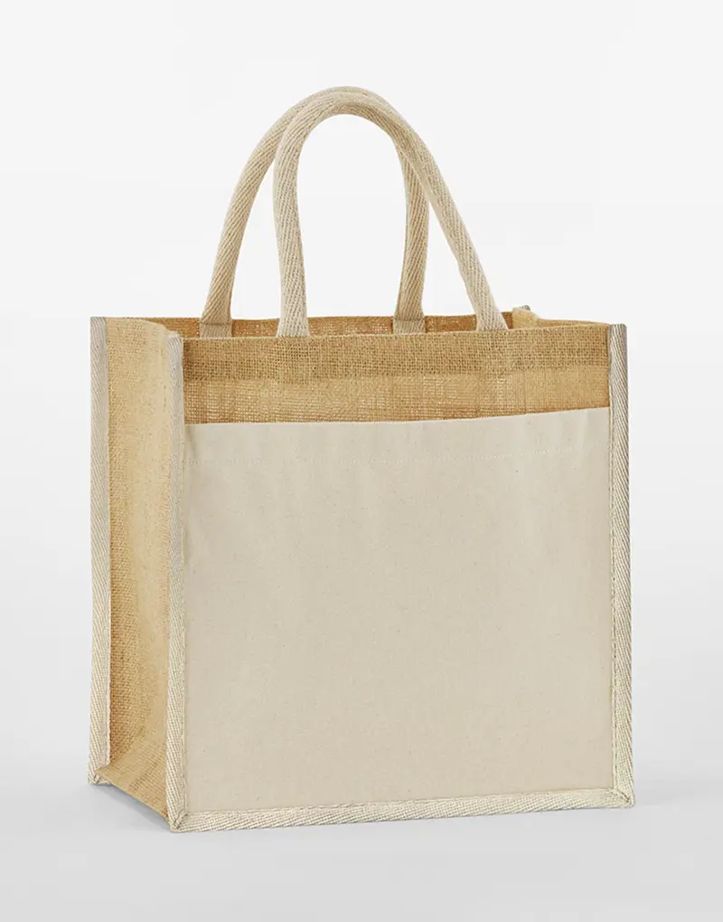 Bild på Cotton Pocket Natural Starched Jute Midi Tote