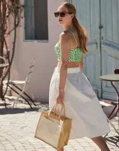 Bild på Cotton Pocket Natural Starched Jute Midi Tote