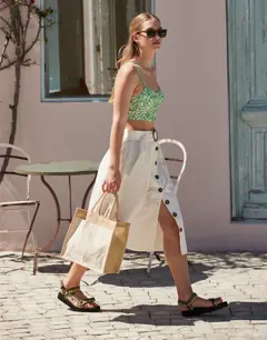Bild på Cotton Pocket Natural Starched Jute Midi Tote