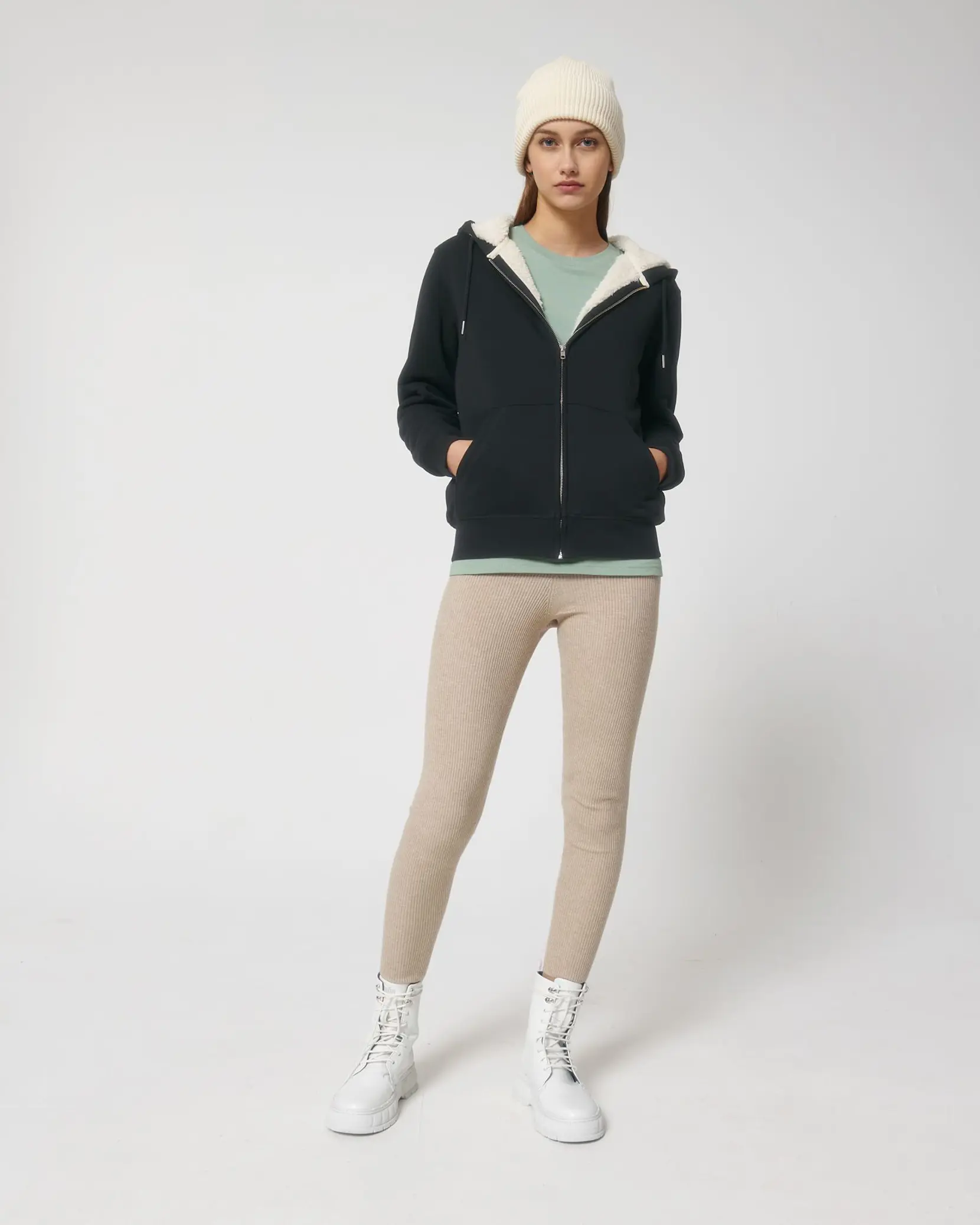 Bild på Hygger Sherpa The unisex sherpa lined zip-thru hoodie sweatshirt