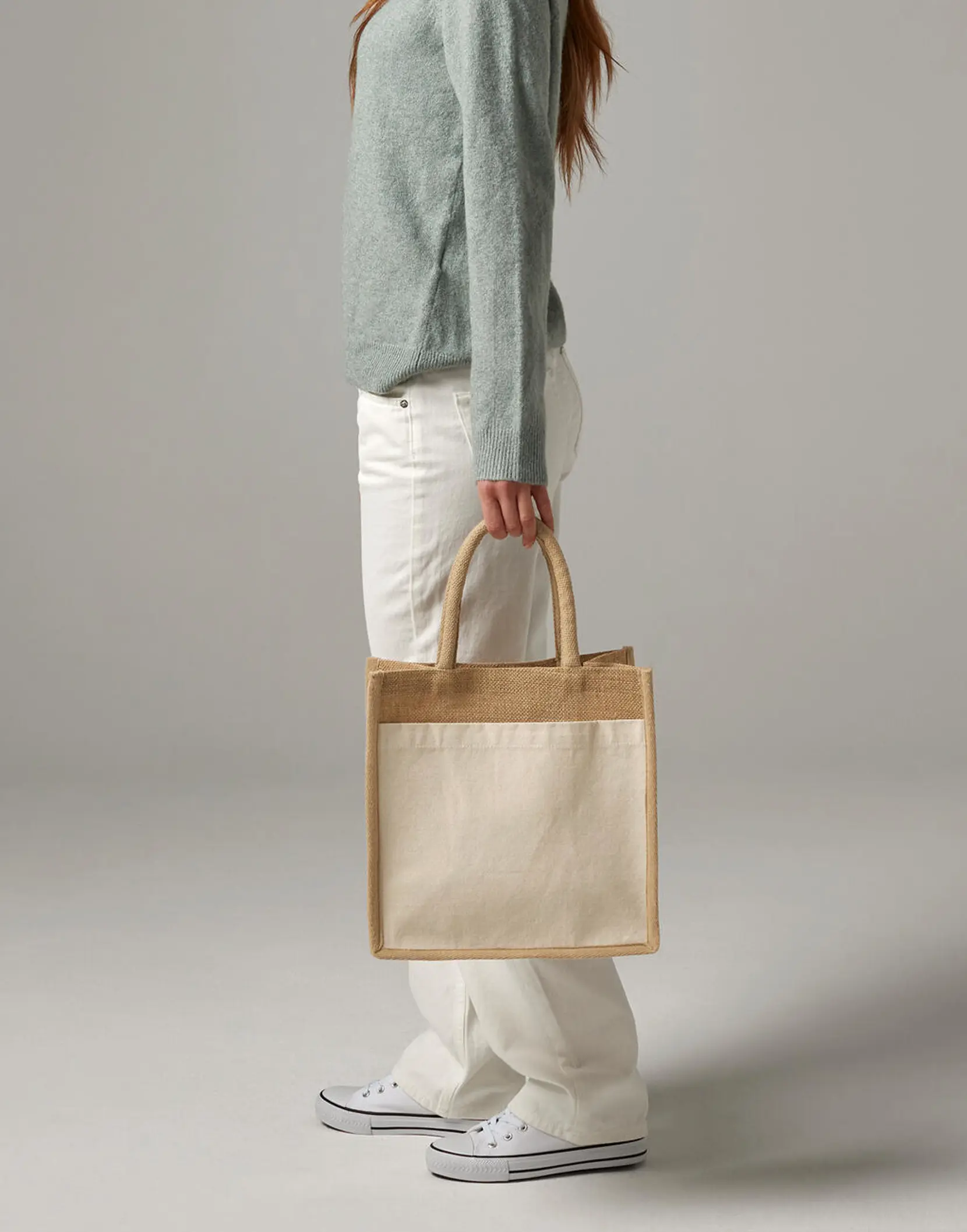 Bild på Cotton Pocket Natural Starched Jute Midi Tote