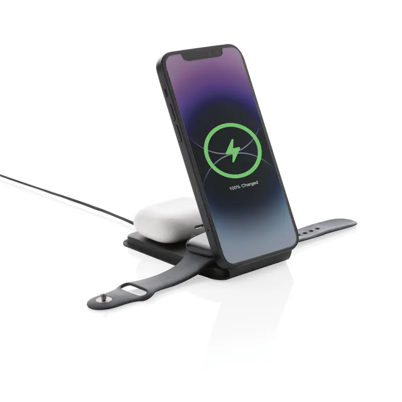 Swiss Peak 15W 3-i-1 magnetisk trådlös laddare RCS PU