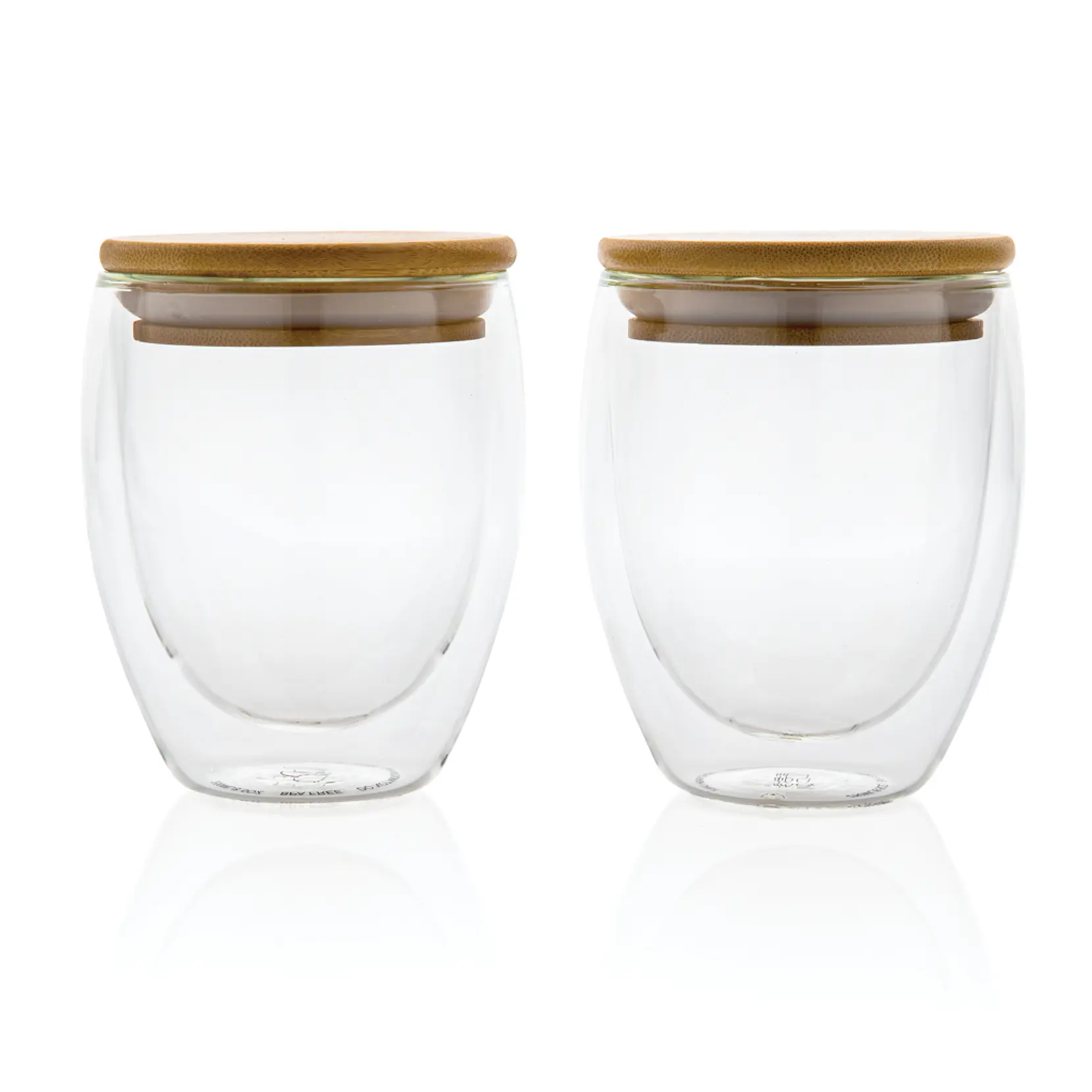 Bild på Dubbelväggigt borosilikatglas med bambulock, 250ml, 2-pack