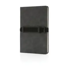 Bild på A5 hardcover PU anteckningsbok med mobil och-pennhållare