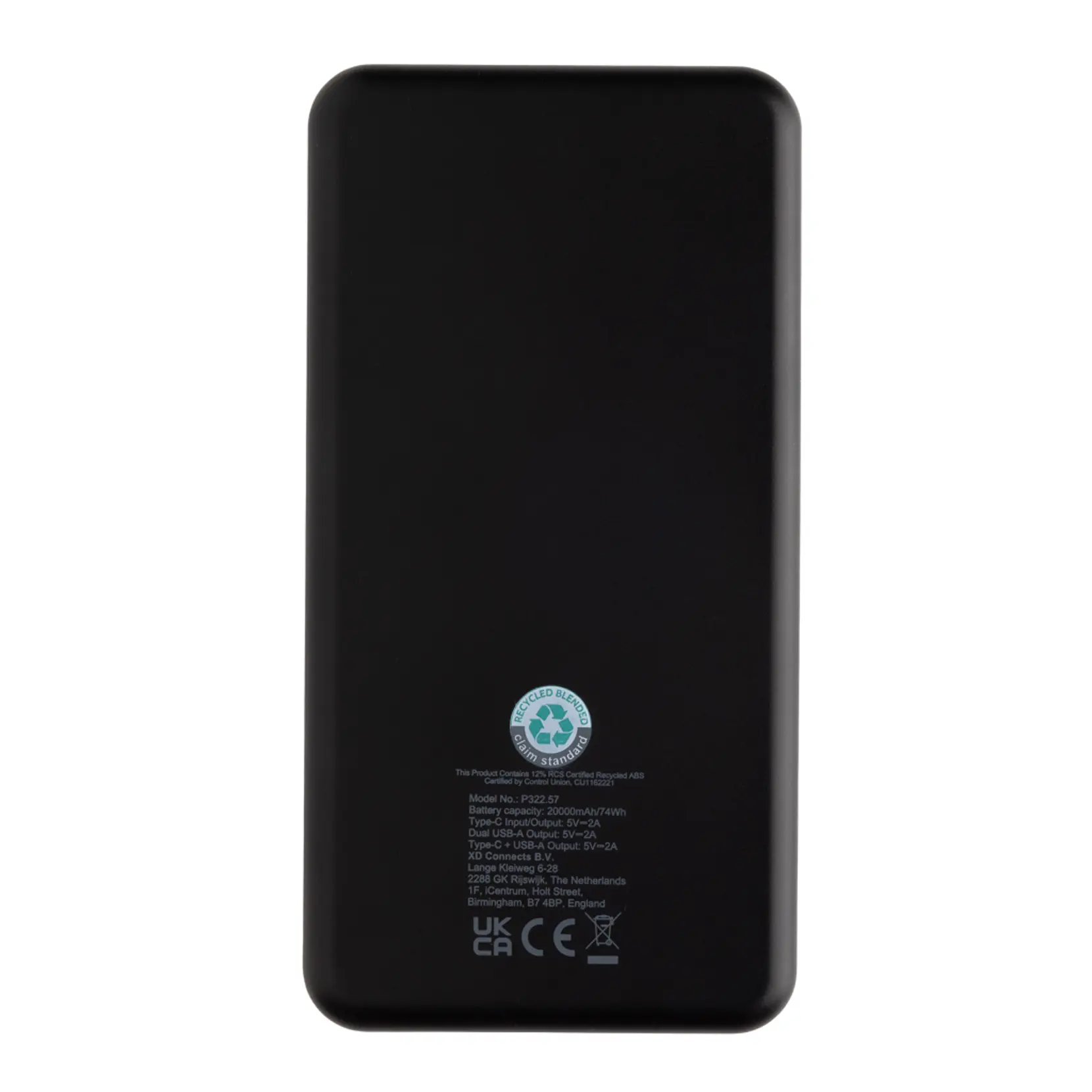 Bild på Boostcore RCS powerbank i återvunnen plast 20.000mAh USB