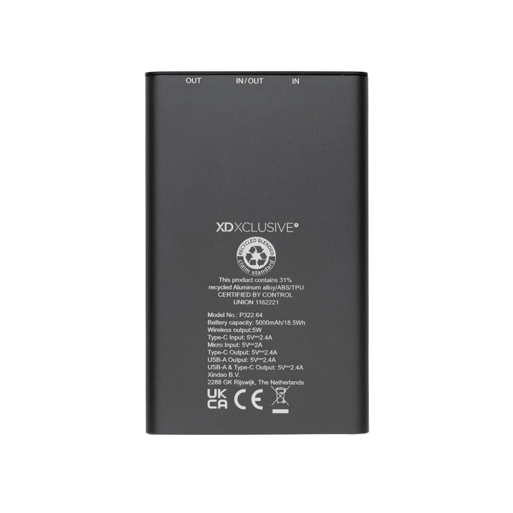 Bild på Terra 5.000mAh/5W trådlös powerbank RCS återvunnen aluminium