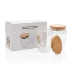 Bild på Dubbelväggigt borosilikatglas med bambulock, 250ml, 2-pack