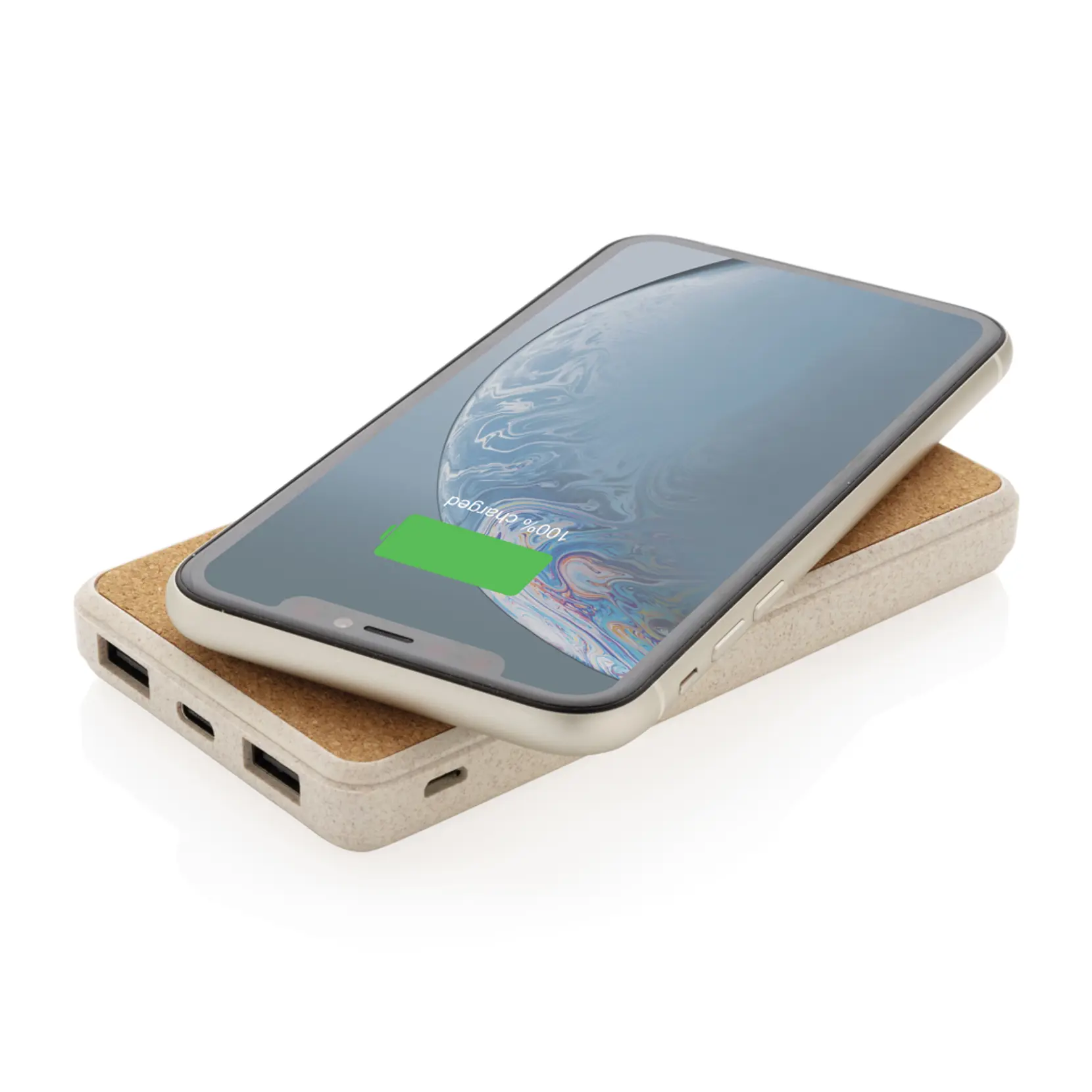 Bild på Kork och vete 8.000 mAh powerbank med 5W trådlös laddning