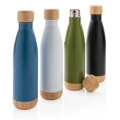 Bild på Vakuum stainless steel flaska med kork och botten i bambu