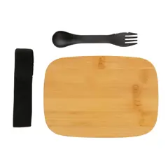 Bild på Stainless steel lunchlåda med bambulock och spork