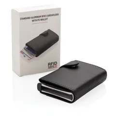 Bild på Standard aluminium RFID korthållare med PU plånbok