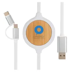 Bild på 3-i-1 kabel med 5W bambu trådlös laddare