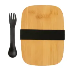 Bild på Stainless steel lunchlåda med bambulock och spork