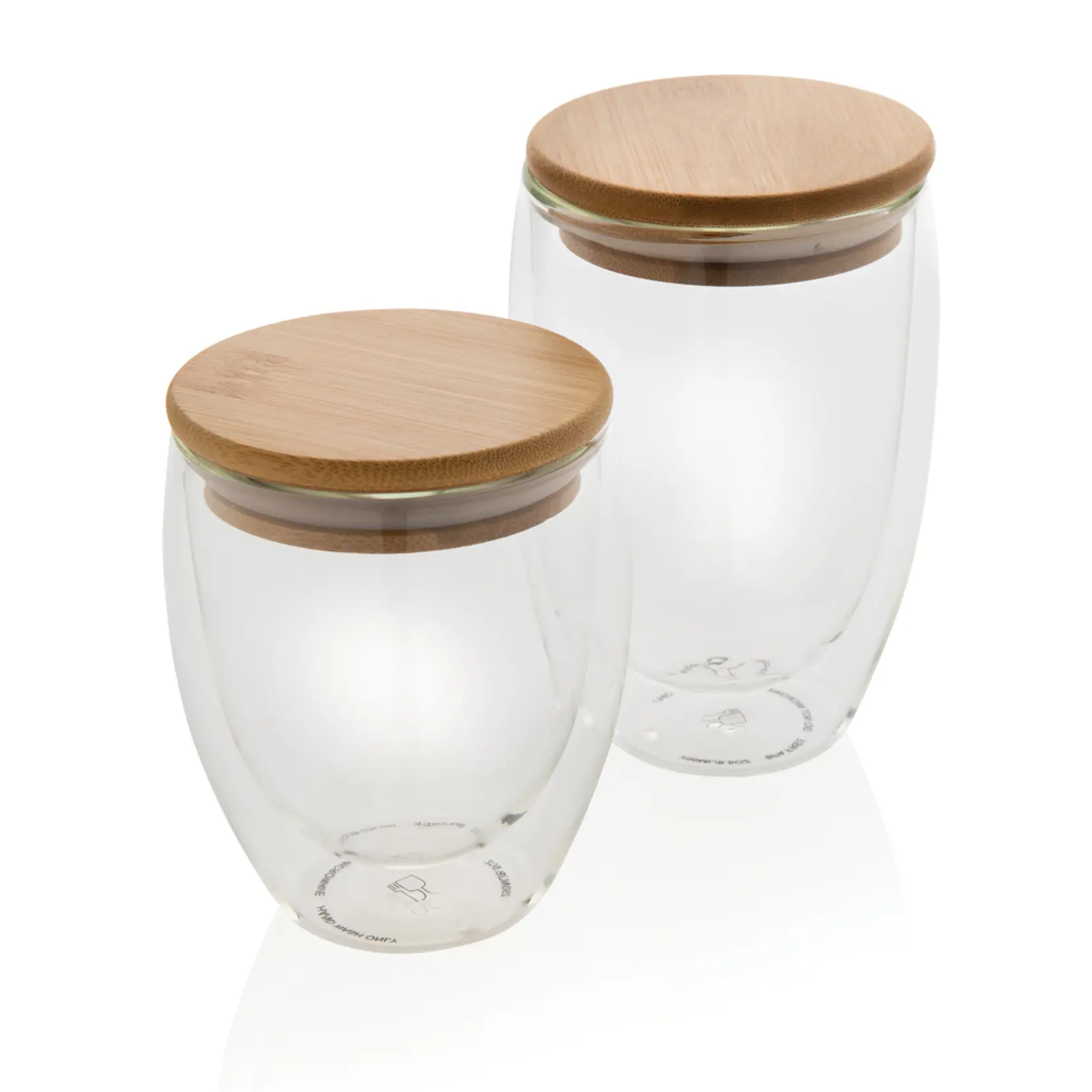 Bild på Dubbelväggigt borosilikatglas med bambulock, 350ml, 2-pack