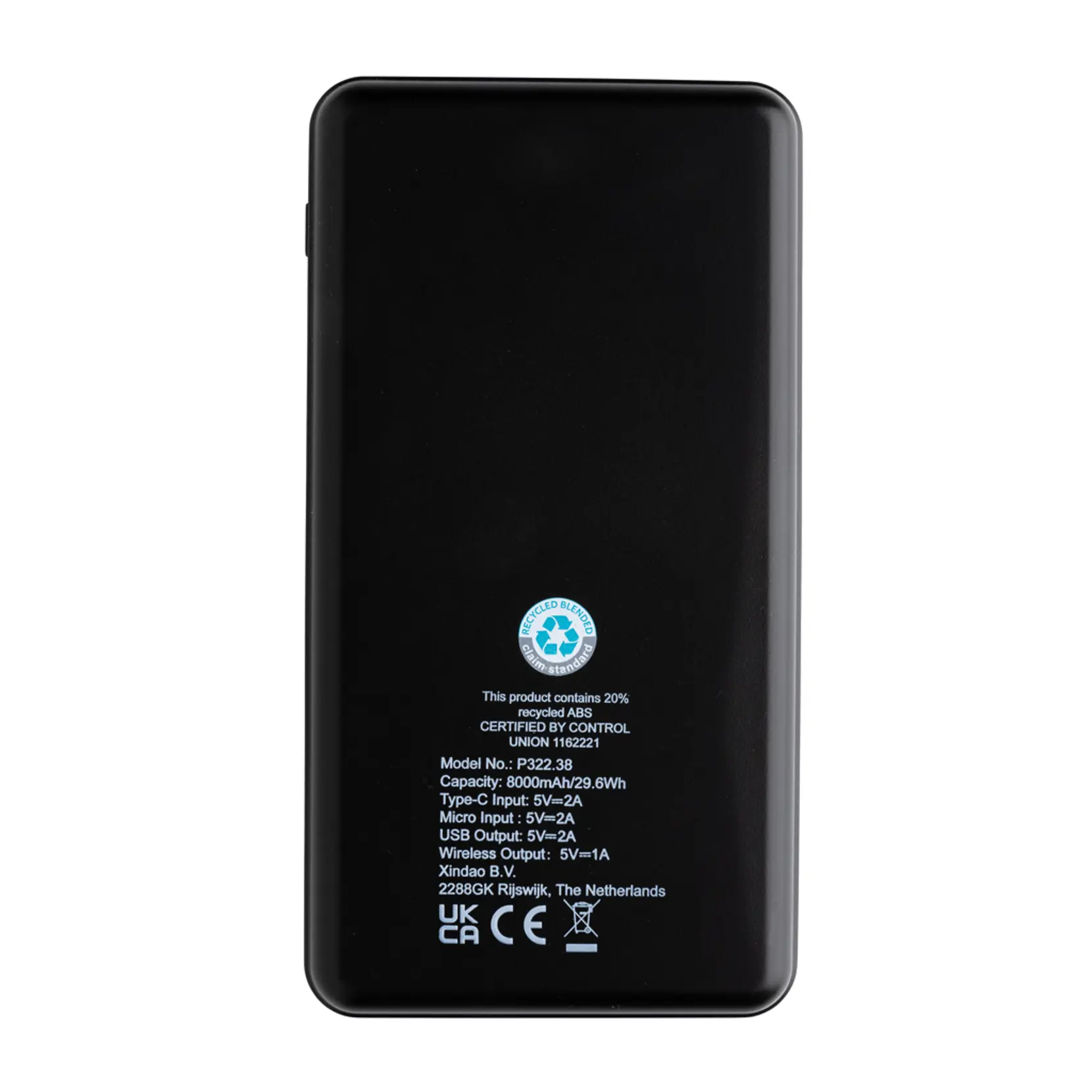 Bild på 8.000 mAh powerbank m. trådlös laddning RCS plast