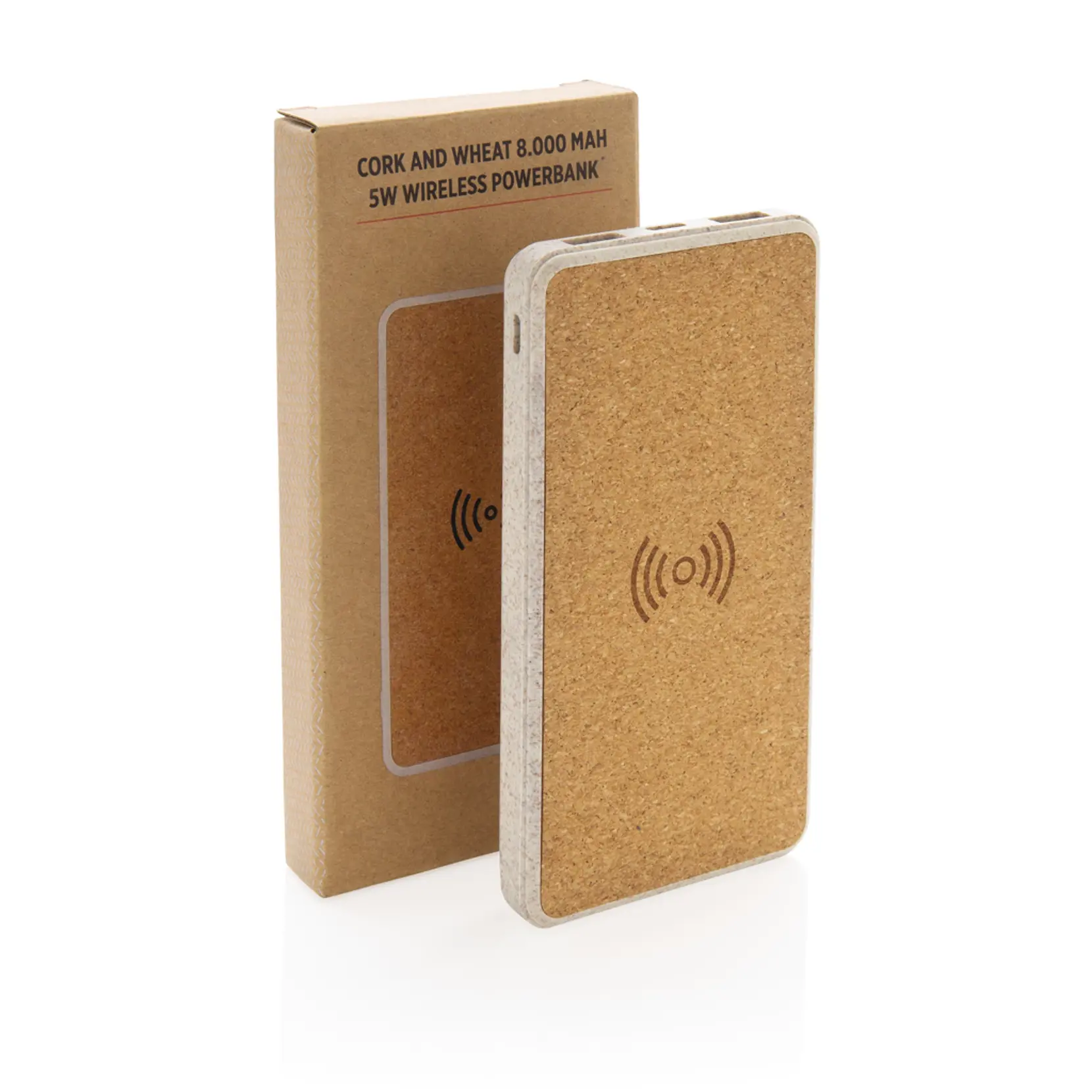 Bild på Kork och vete 8.000 mAh powerbank med 5W trådlös laddning