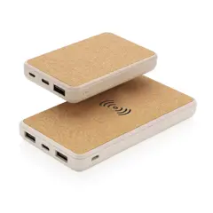 Bild på Kork och vete 8.000 mAh powerbank med 5W trådlös laddning