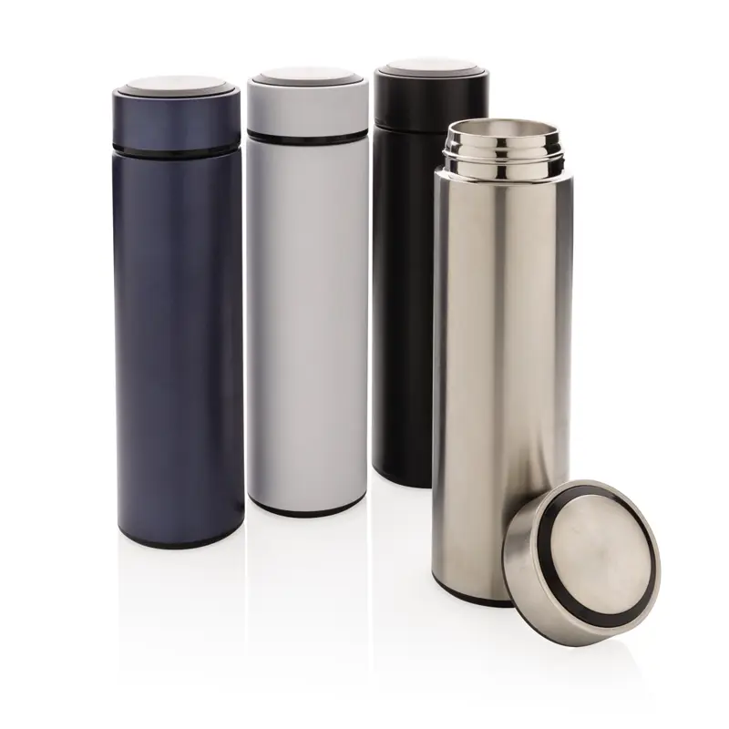 Vakuumflaska i stainless steel med lock i borstad metall