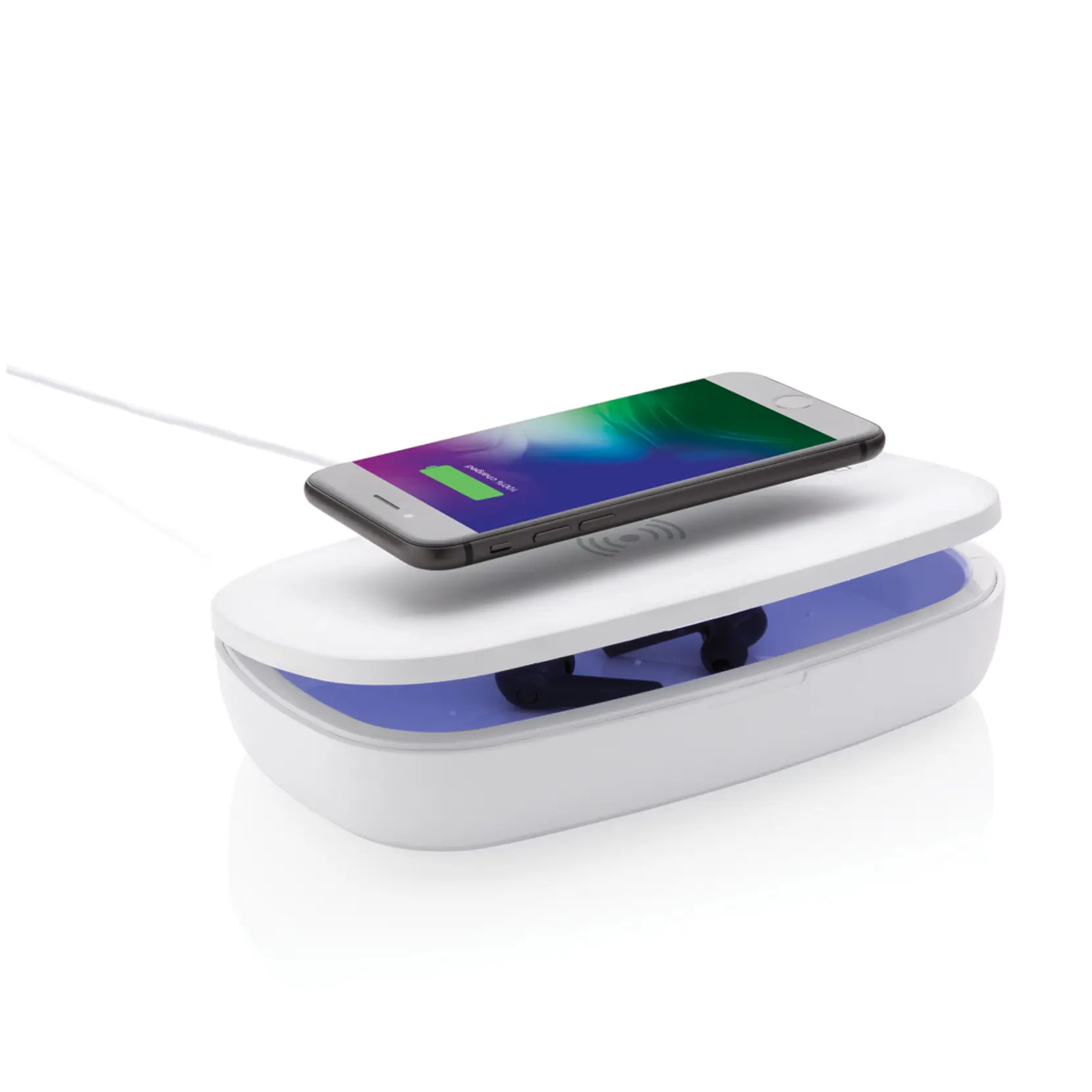 Bild på UV-C steriliseringsbox med 5W trådlös laddare
