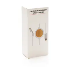 Bild på 3-i-1 kabel med 5W bambu trådlös laddare