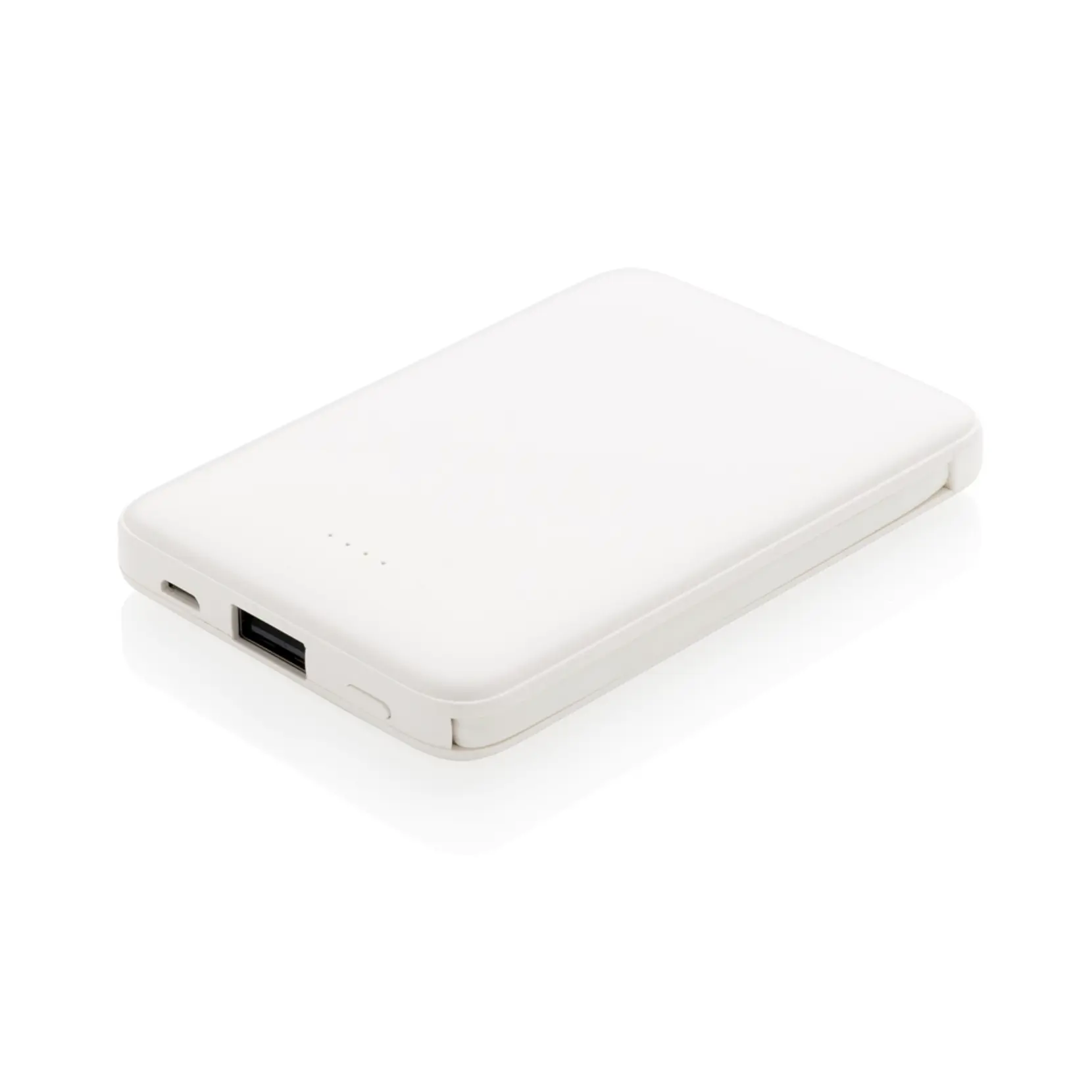 Bild på 5.000 mAh powerbank i fickformat med integrerade kablar