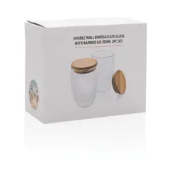 Bild på Dubbelväggigt borosilikatglas med bambulock, 350ml, 2-pack