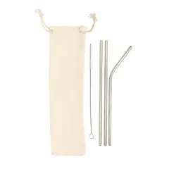 Bild på 3-pack återanvändningsbara sugrör i stainless steel
