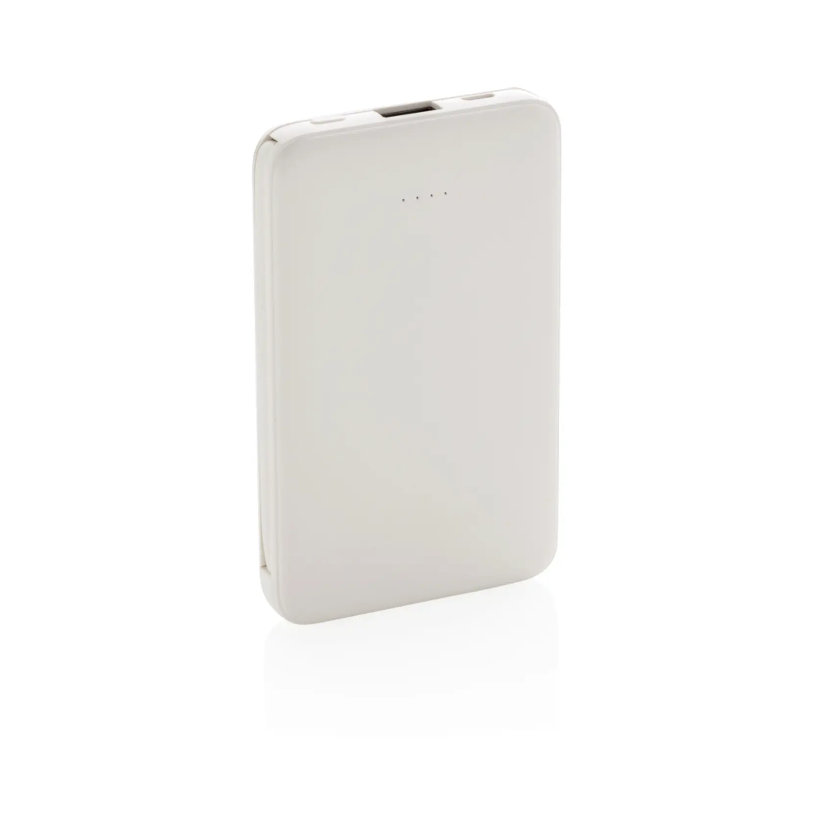 Bild på 5.000 mAh powerbank i fickformat med integrerade kablar