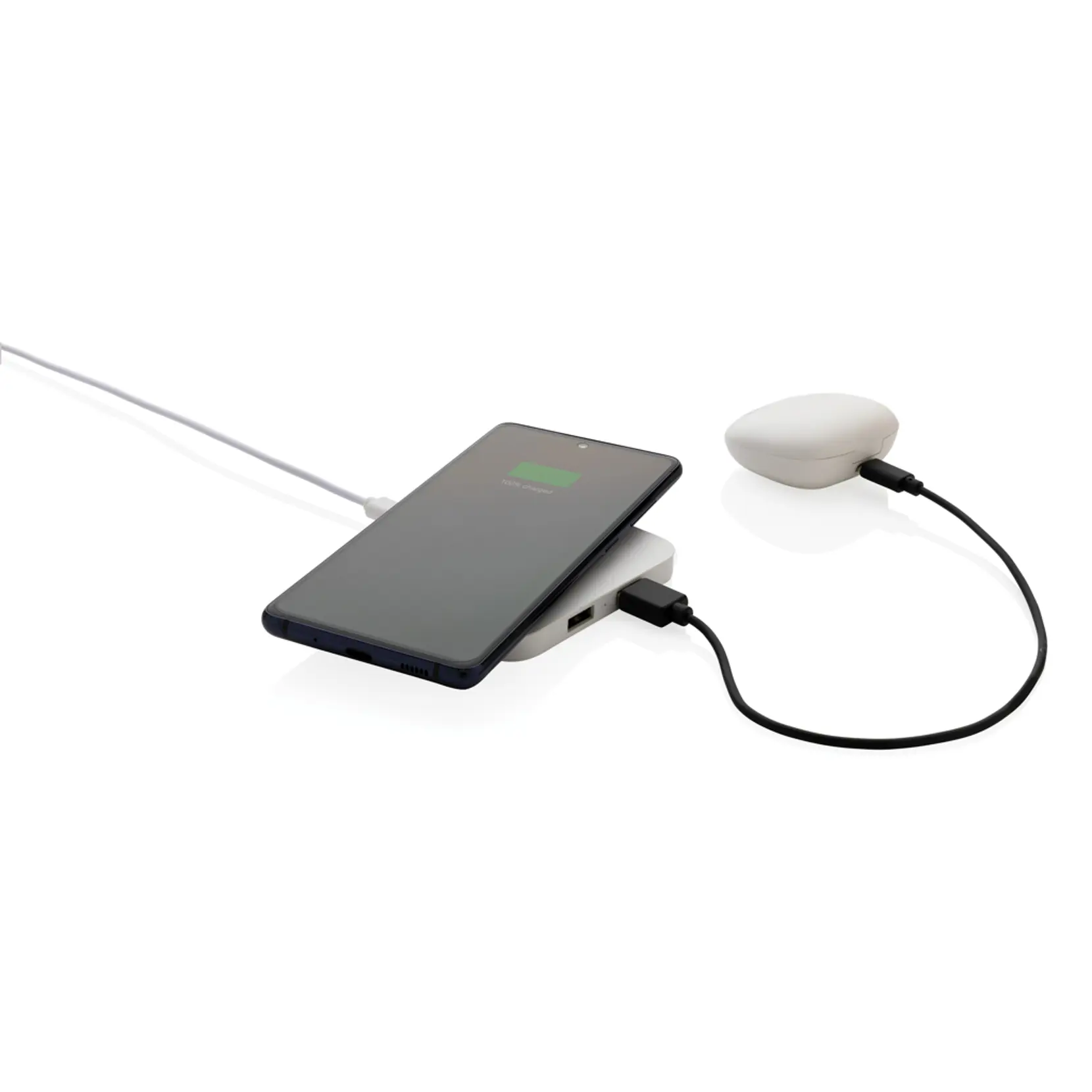 Bild på 10W trådlösa laddare m. USB portar RCS återvunnen plast