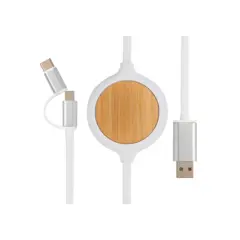 Bild på 3-i-1 kabel med 5W bambu trådlös laddare