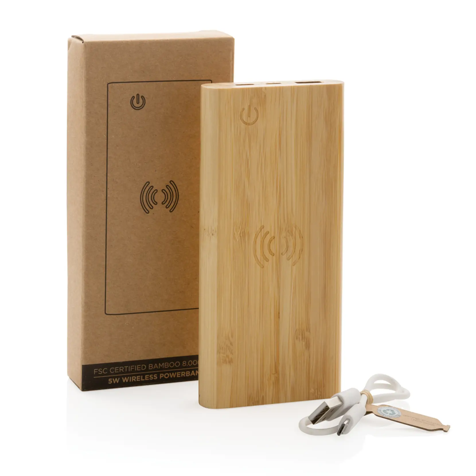 Bild på 8.000 mAh, 5W trådlös powerbank i bambu