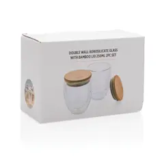 Bild på Dubbelväggigt borosilikatglas med bambulock, 250ml, 2-pack