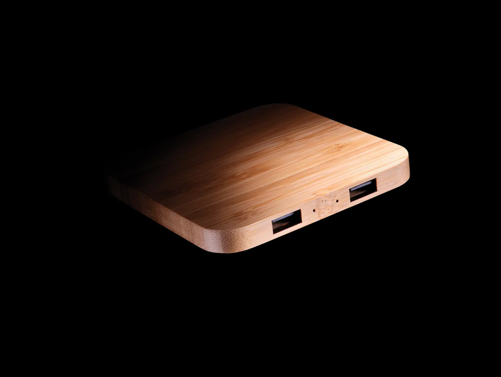 Bild på 10W trådlös laddare i bambu med USB portar